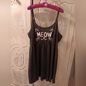 Cute Cat Face Black Sundress